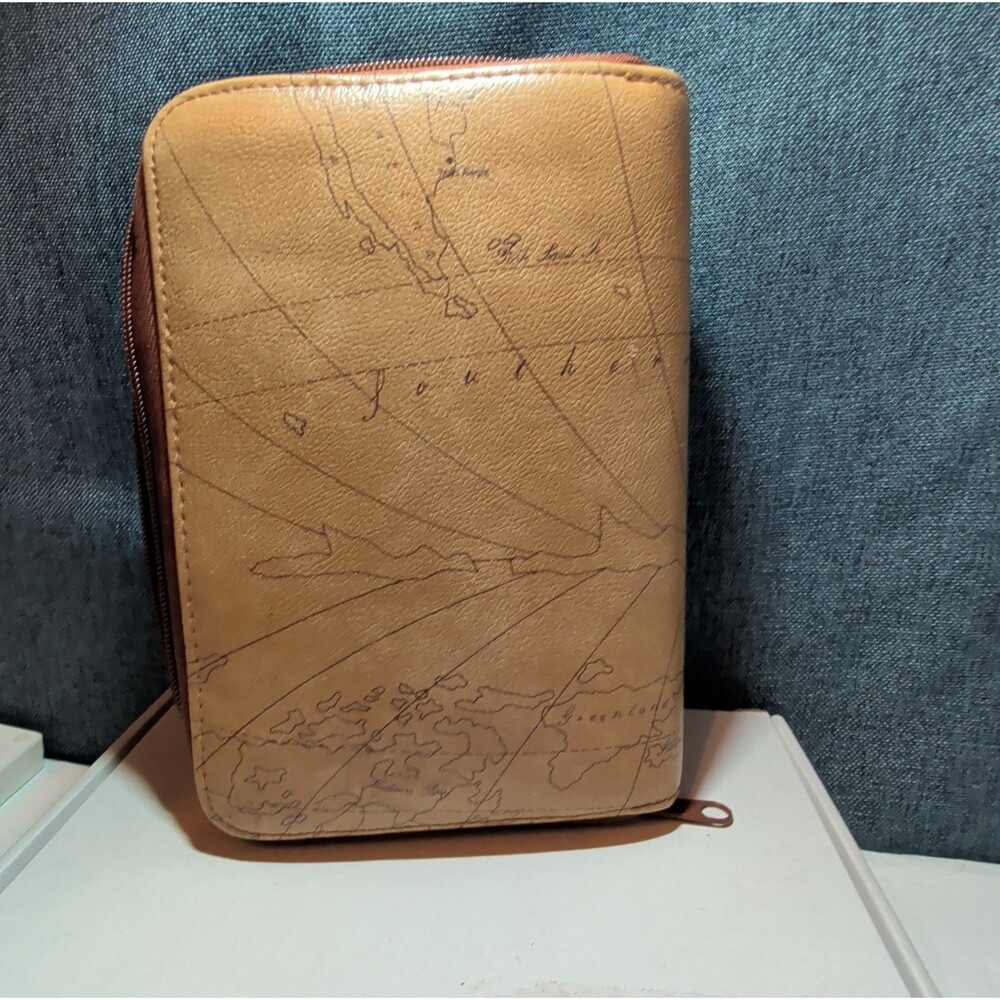 Vintage Philippe Amiel 6 Ring Planner Map Print Zipper Wallet Phone Pouch Y2K - Picture 4 of 16